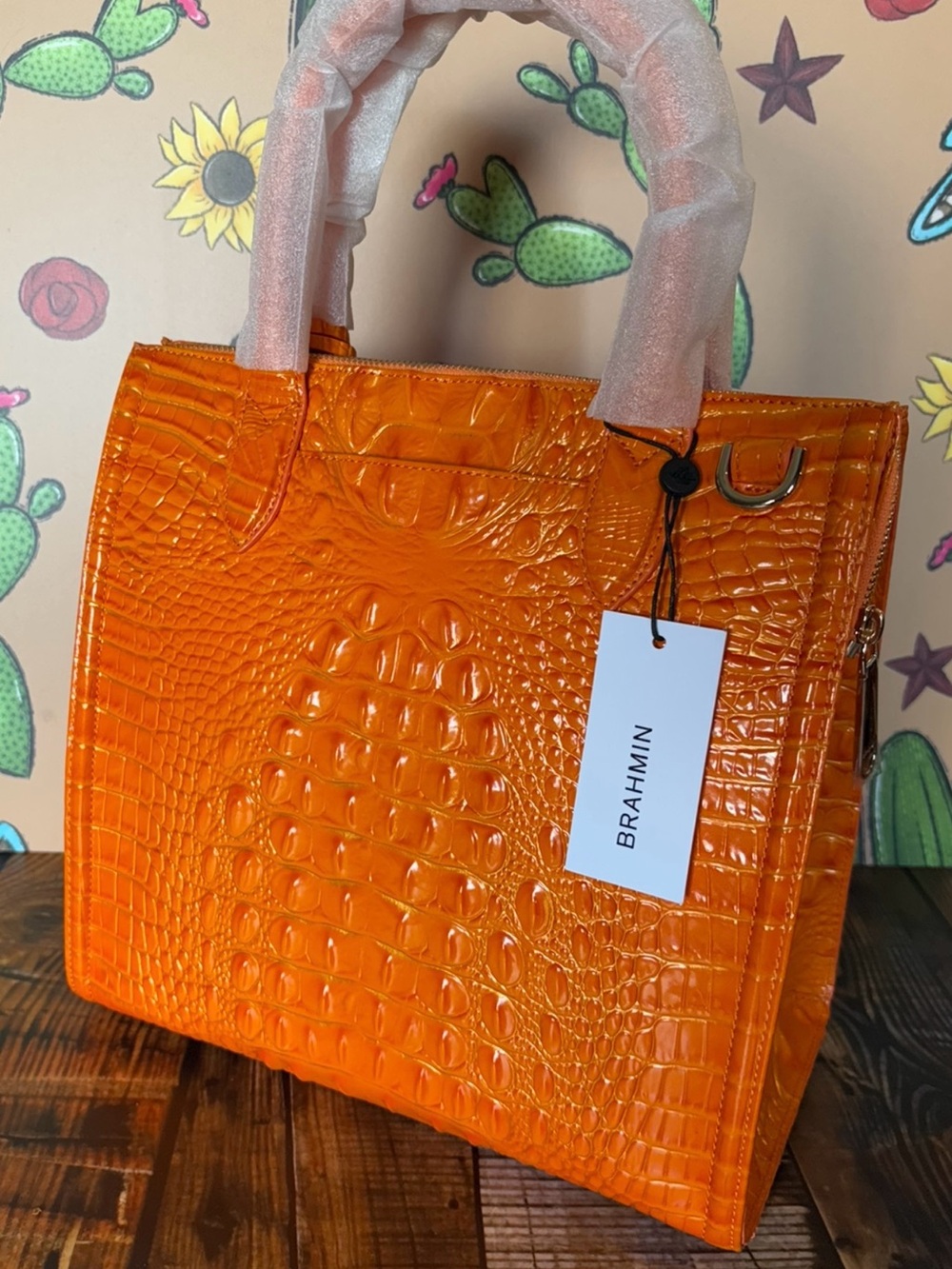 FIRM $ Brahmin Caroline Mango Orange Melbourne Leather Bag New with Tags! - Picture 6 of 14
